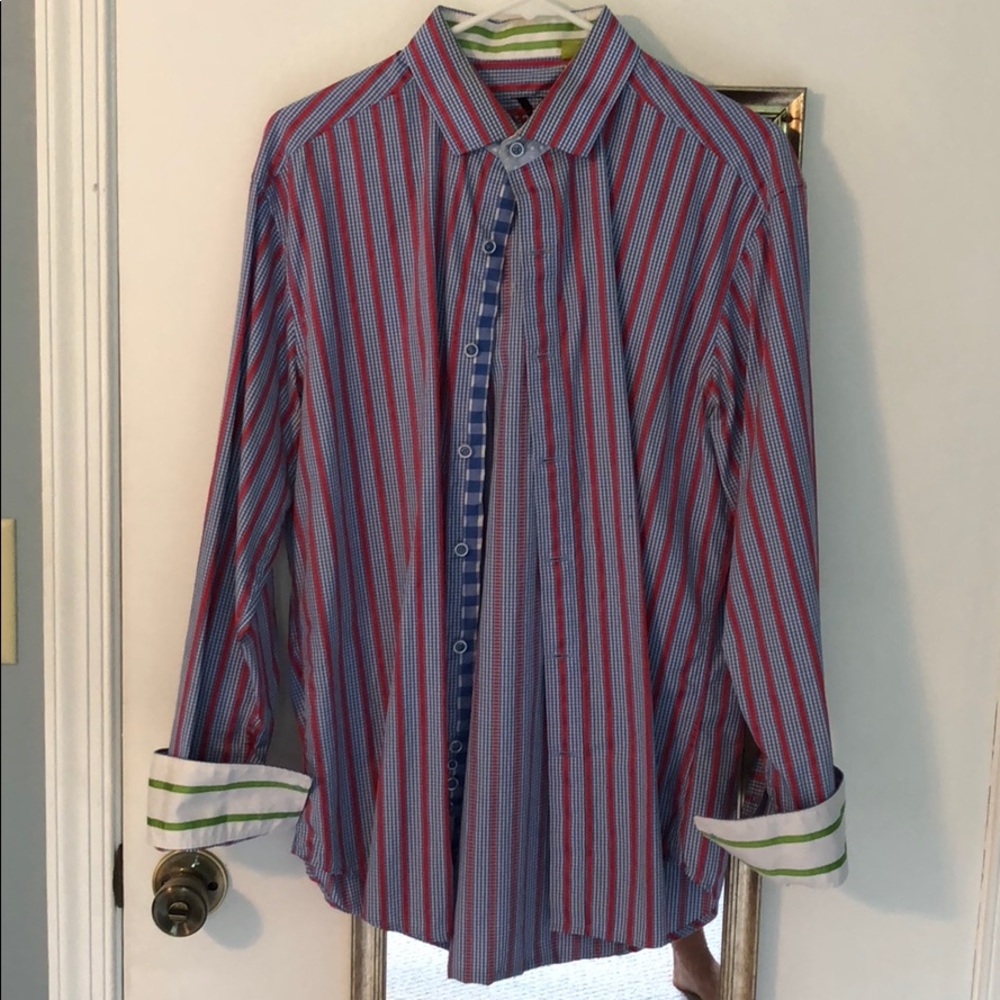 Robert Graham blue and red shirt